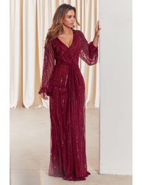 Sistaglam fashion burgundy dress