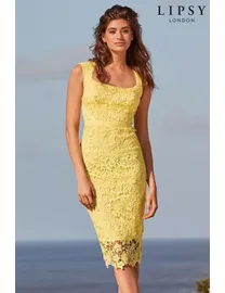 Lipsy yellow lace dress hotsell