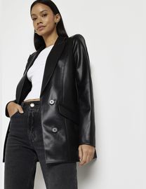 River island leather blazer online