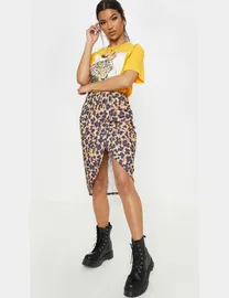 Leopard wrap skirt pretty little thing best sale