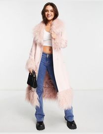 Miss selfridge pink fur coat hotsell