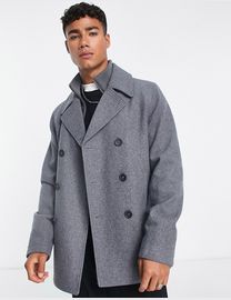 French connection mens double breasted fur lined coat marine hotsell