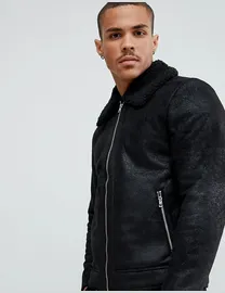 Shop Jack Jones Men s Black Leather Jackets up to 80 Off DealDoodle