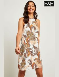 F&f ivory paisley print maxi dress hotsell