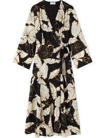 Jigsaw lime leaf silk wrap dress best sale