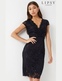 Lipsy petite sequin lace v neck bodycon dress best sale