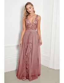 Sistaglam fashion v neck maxi dress with sequined