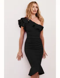 Abbey clancy x lipsy ruffle one shoulder flippy hem hotsell