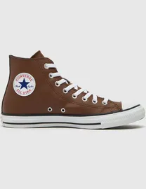 Brown leather converse shoes best sale