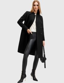 Shop Allsaints Women s Black Wool Coats up to 60 Off DealDoodle