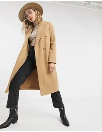 TopShop Womens Camel Wool Trench top Coat