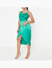 Missguided green satin dress hotsell