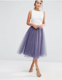 Little mistress tulle midi prom skirt in mink best sale