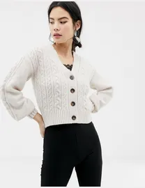 Miss selfridge cropped cardigan in cream outlet