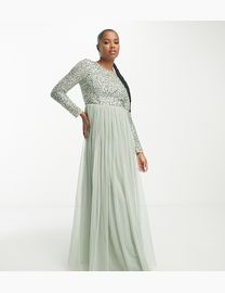 Maya delicate sequin bodice maxi dress with cross back bow detail in bluebell hotsell