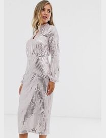 Shop Lipsy Women s Silver Sequin Dresses up to 65 Off DealDoodle