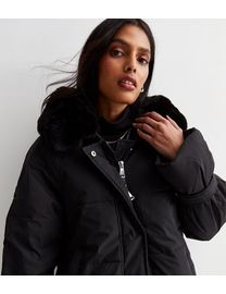 Cameo rose black patent puffer jacket online