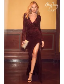 Abbey clancy x lipsy glitter wrap maxi dress hotsell