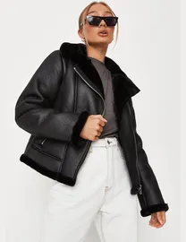 Missguided black aviator jacket best sale