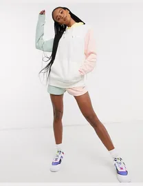 Nike mini metallic swoosh oversized colour block hoodie in mult sale