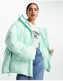 Monki longline grid puffer jacket best sale