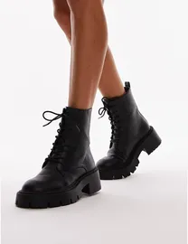 Shop Topshop Women s Black Lace Up Boots up to 55 Off DealDoodle